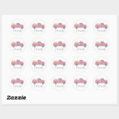 Baby shower per post  roze vrachtwagen ronde sticker (Vel)