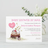 Baby shower per post Schattige Baby Ladybird Flowe Kaart (Staand voorkant)