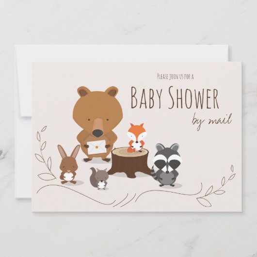 Baby shower per post Schattige Woodland Animals Kaart (Voorkant)