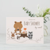 Baby shower per post Schattige Woodland Animals Kaart (Staand voorkant)