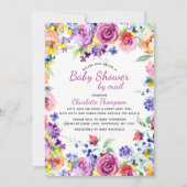Baby shower per post Spring roze Waterverf Floral Kaart (Voorkant)