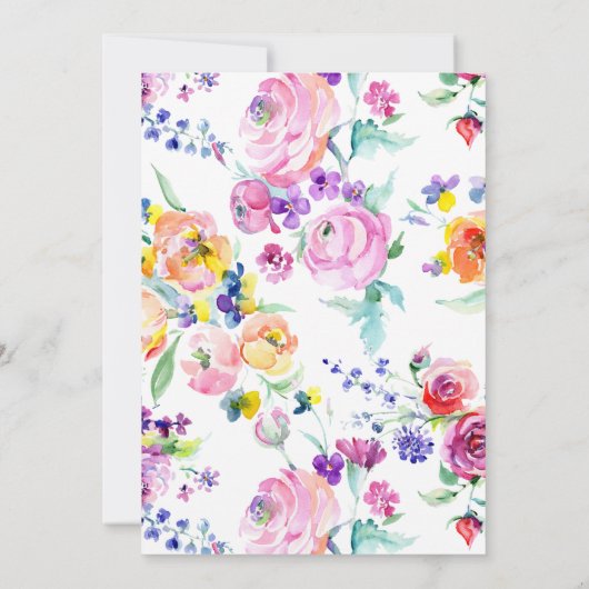 Baby shower per post Spring roze Waterverf Floral Kaart (Achterkant)