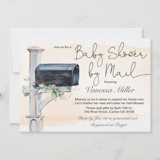 Baby shower per post Uitnodiging (Voorkant)