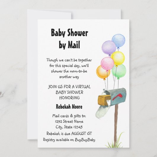 Baby shower per post Uitnodiging (Voorkant)