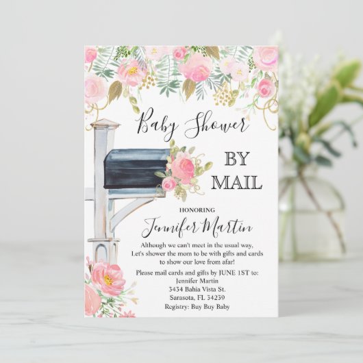 Baby shower per post Uitnodiging (Staand voorkant)