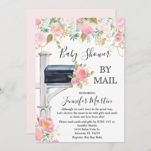 Baby shower per post Uitnodiging (Voorkant / Achterkant)