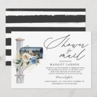 baby shower per post Uitnodiging Blauw & Floral