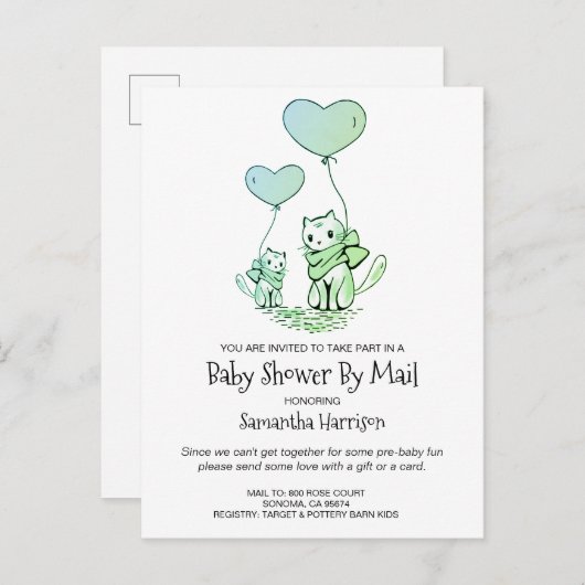 Baby shower per post uitnodiging briefkaart (Voorkant / Achterkant)