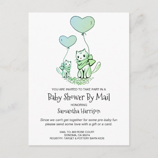 Baby shower per post uitnodiging briefkaart (Voorkant)