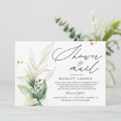 Baby shower per post uitnodiging groen & goud (Staand voorkant)