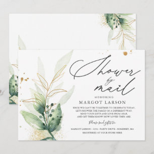 Baby shower per post uitnodiging groen & goud