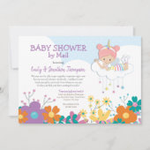 Baby shower per post Unicorn Fairy Florals Kaart (Voorkant)