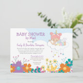Baby shower per post Unicorn Fairy Florals Kaart (Staand voorkant)