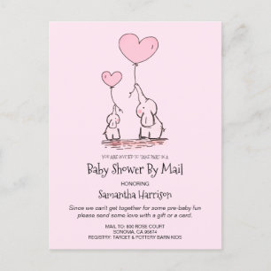 Baby shower per post van mama en Baby olifant roze Uitnodiging Briefkaart
