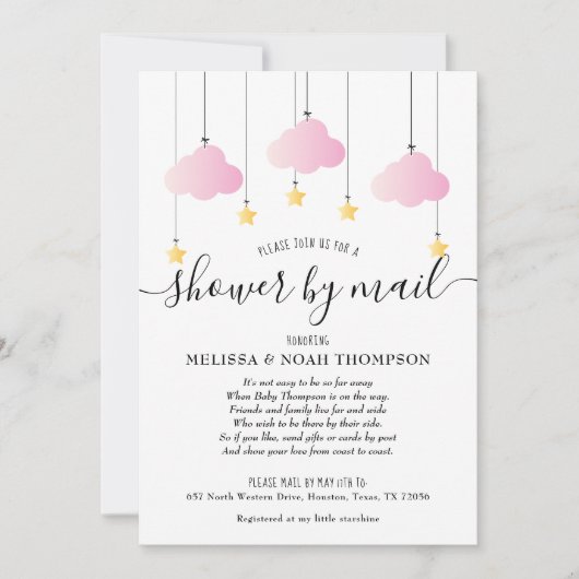 Baby Shower per Post Verzorging op Afstand Roze Me Kaart (Voorkant)