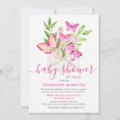 Baby shower per post vlinder roze bloemenenvelop kaart (Voorkant)