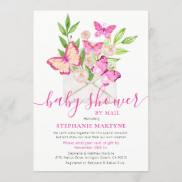 Baby shower per post vlinder roze bloemenenvelop kaart