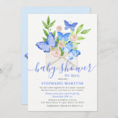 Baby shower per post vlinderenvelop blauw kaart (Voorkant / Achterkant)