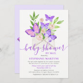 Baby shower per post vlinderenvelop Paarse Kaart (Voorkant / Achterkant)