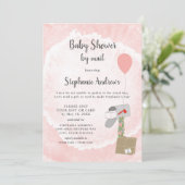 Baby shower per post voor meisje kaart (Staand voorkant)