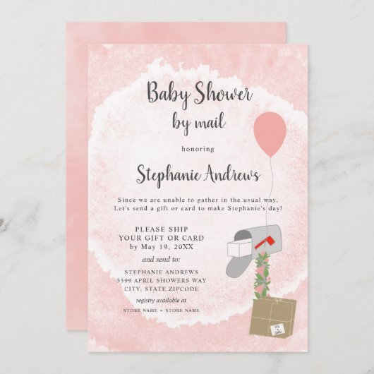 Baby shower per post voor meisje kaart (Voorkant / Achterkant)