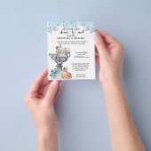 Baby shower per post Waterverf Foxes Blue Invitati Flyer (Hand)