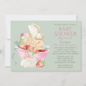 Baby shower per post Waterverf Girl Fairy Rabbit Kaart (Voorkant)