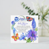 Baby shower per post Waterverf Paars Blue Floral Kaart (Staand voorkant)