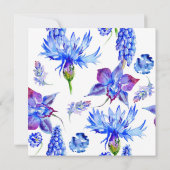 Baby shower per post Waterverf Paars Blue Floral Kaart (Achterkant)