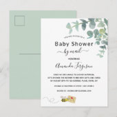 Baby shower per post witte eucalyptus greenery bee briefkaart (Voorkant / Achterkant)