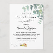Baby shower per post witte eucalyptus greenery bee briefkaart (Voorkant)