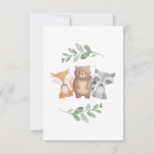 Baby shower per post Woodland Eucalyptus groen Kaart (Achterkant)