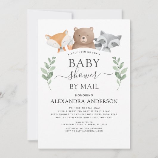 Baby shower per post Woodland Eucalyptus groen Kaart (Voorkant)