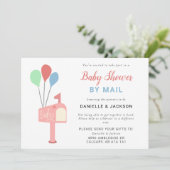 Baby shower per postbus met postwissel roze postbu kaart (Staand voorkant)