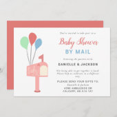 Baby shower per postbus met postwissel roze postbu kaart (Voorkant / Achterkant)