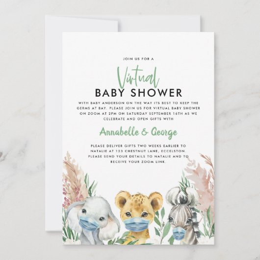 Baby shower per postdierlijk kovid masker (Voorkant)