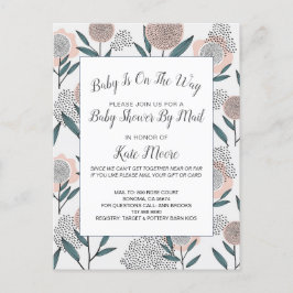 Baby shower per posthand getrokken Roos Floral Uitnodiging Briefkaart