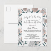 Baby shower per posthand getrokken Roos Floral Uitnodiging Briefkaart (Voorkant / Achterkant)