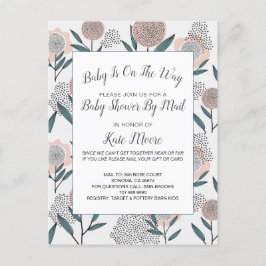Baby shower per posthand getrokken Roos Floral Uitnodiging Briefkaart