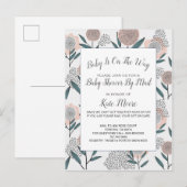 Baby shower per posthand getrokken Roos Floral Uitnodiging Briefkaart (Voorkant / Achterkant)