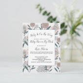 Baby shower per posthand getrokken Roos Floral Uitnodiging Briefkaart (Staand voorkant)