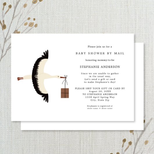 Baby shower per postzending opslaan en verpakken kaart