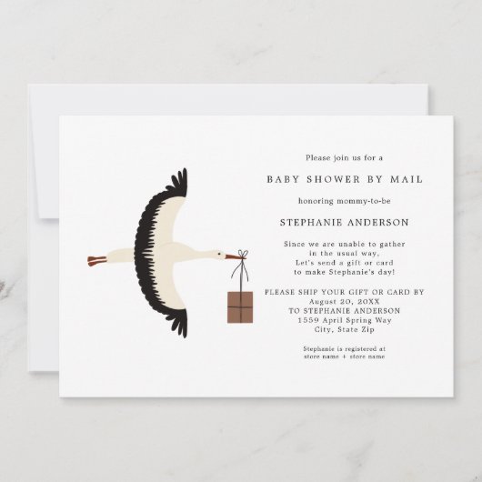 Baby shower per postzending opslaan en verpakken kaart (Voorkant)