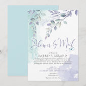 Baby shower per Waterverf Lila en Blauwgroen Kaart (Voorkant / Achterkant)