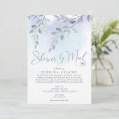 Baby shower per Waterverf Lila en Sky Blue Kaart (Staand voorkant)