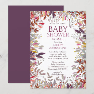 Baby shower per Waterverf Wilde bloemen Kaart