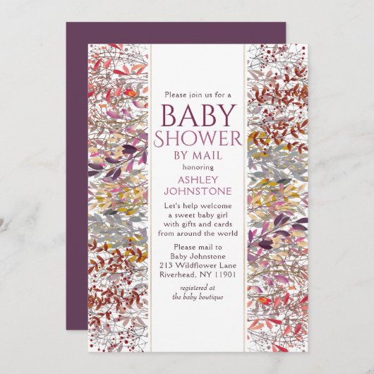 Baby shower per Waterverf Wilde bloemen Kaart (Voorkant / Achterkant)