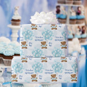 Baby shower personaliseer tekst en naam Teddy Bear Cadeaupapier