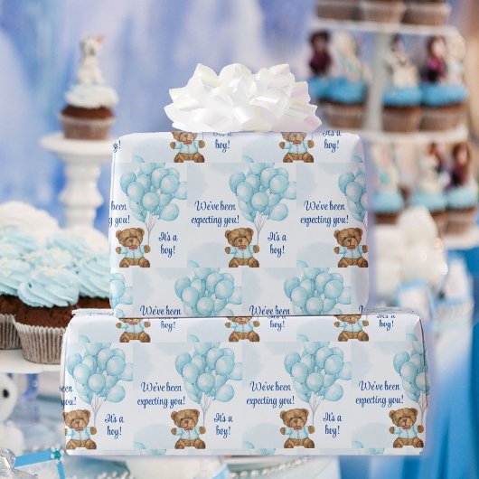 Baby shower personaliseer tekst en naam Teddy Bear Cadeaupapier