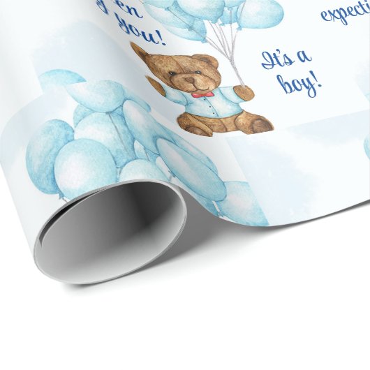 Baby shower personaliseer tekst en naam Teddy Bear Cadeaupapier (Rol Hoek)